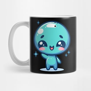 Cute Blue Alien Waving hand Mug